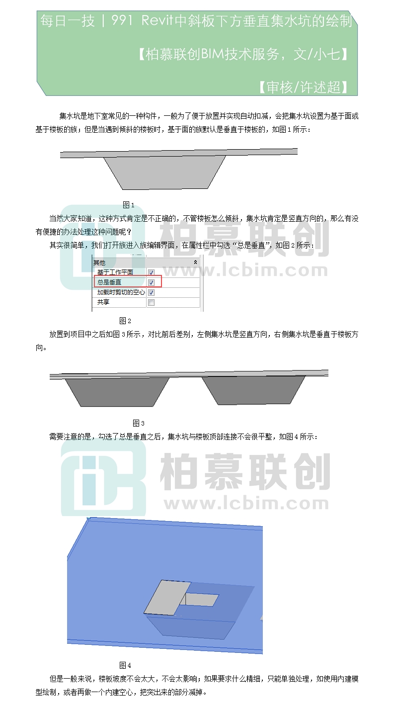 991  Revit中斜板下方垂直集水坑的繪制.jpg