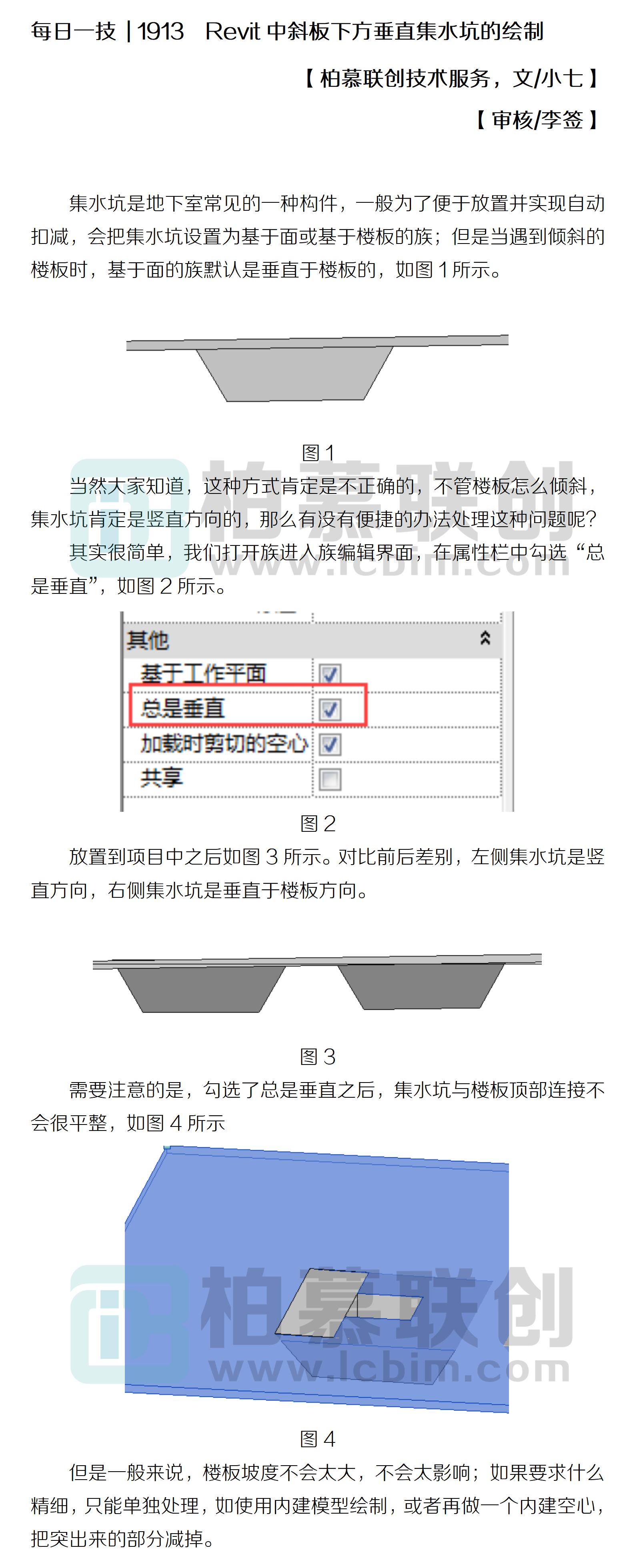 每日一技  1913  Revit中斜板下方垂直集水坑的繪制.jpg